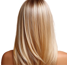 Femme blanche aux cheveux blonds et lisses